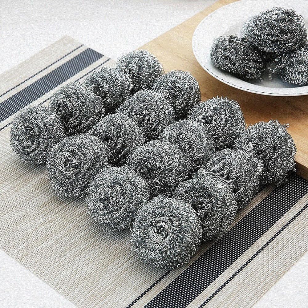 Stainless Steel Scouring Pads, 20 Pack, Heavy Duty Kitchen Scrubbers for Pots and Pans, Bathroom Cleaning