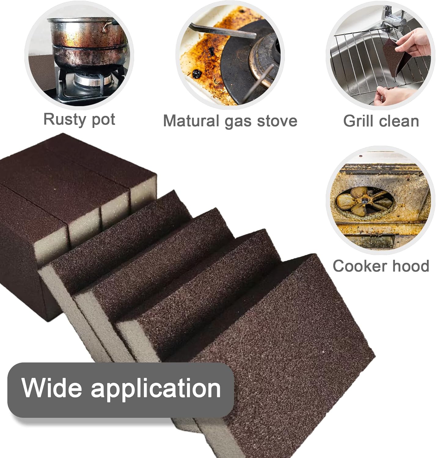 Krisler Carborundum Sponge Nano Emery Sponges Caspian Stone Pot Clean Brush Rust Eraser Grit Scouring Pads Pot Cleaning Pads with Carborundum Washing Kitchen Cleaner Tool 8pc