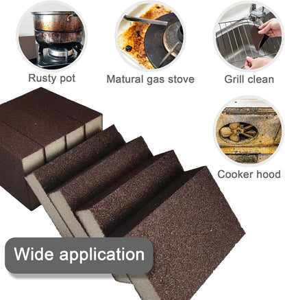 Krisler Carborundum Sponge Nano Emery Sponges Caspian Stone Pot Clean Brush Rust Eraser Grit Scouring Pads Pot Cleaning Pads with Carborundum Washing Kitchen Cleaner Tool 8pc