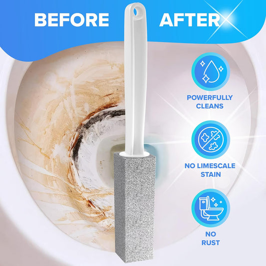 DISIWENE Pumice Cleaning Stone with Handle Toilet Bowl Cleaner Hard Water Ring Remover for Bath/Pool/Kitchen/Household Cleaning (2, 2 Pack with Handle)