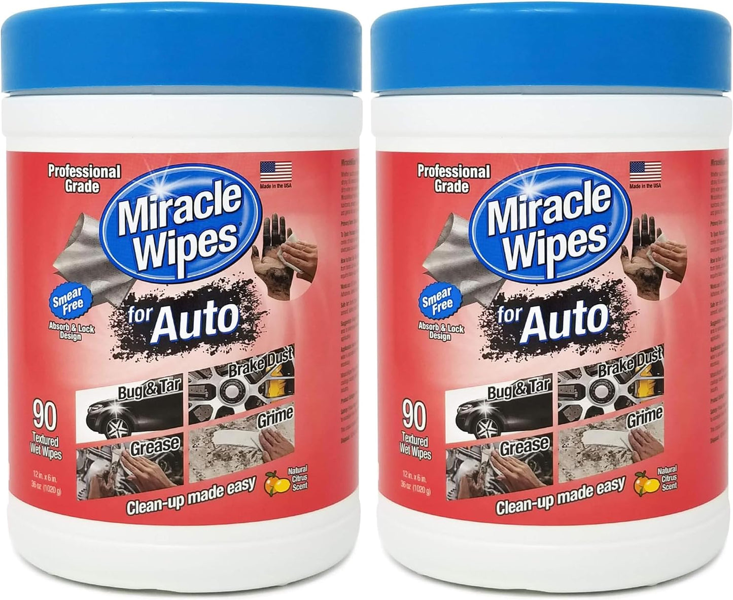 MiracleWipes for Automotive, All Purpose Cleaning Wipes for Hands, Auto Interior, Exterior, Detailing, Remove Grease, Lubricant, Sticky Adhesive, Grime, Dirt, Car Cleaning (1 Pack)