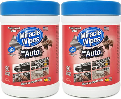 MiracleWipes for Automotive, All Purpose Cleaning Wipes for Hands, Auto Interior, Exterior, Detailing, Remove Grease, Lubricant, Sticky Adhesive, Grime, Dirt, Car Cleaning (1 Pack)