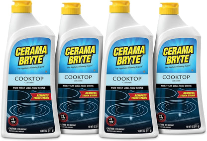 Cerama Bryte Removes Tough Stains Cooktop and Stove Top Cleaner for Glass - Ceramic Surfaces, 18 Ounces, 2 Pack
