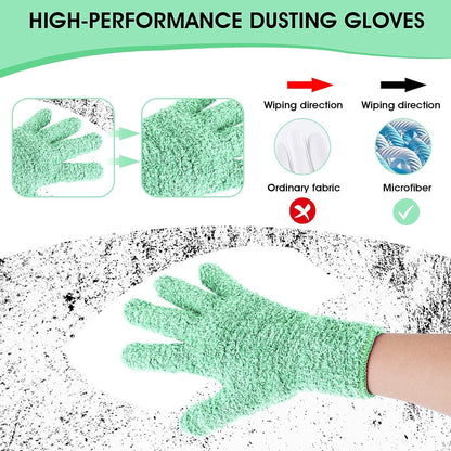 Molain Microfiber Dusting Gloves, Reusable Washable Cleaning Gloves Mittens for Plants House Cleaning Car Blinds Lamps…
