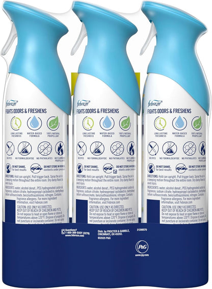 Febreze Air Mist, Air Freshener, Odor Fighting Room Spray, Deodorizer for Home Bathroom Kitchen Office Apartment, Lilac Sunrise, Warm Ocean Breeze, Summer Golden Hour Variety Pack, 8.1oz (Pack of 3)