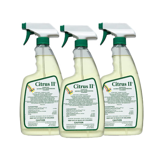 Citrus II Hospital Germicidal Deodorizing Cleaner - Fresh Citrus Scent - Disinfecting Spray Cleaner - 22 Fl Oz - Pack of 3