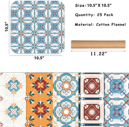 25 Pack Reusable Paper Towels, Paperless Towels Roll Washable Cotton Cloth for Kitchen Towels Zero Waste Products Alternative Paper Towels Alternative (Bohemian)