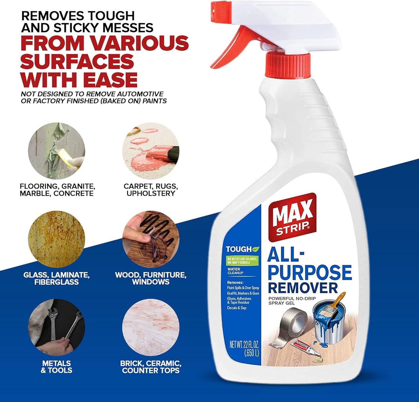 All Purpose Paint Remover Spray 22oz - Water Based Adhesive Remover Spray, Spray Paint Remover, Graffiti Remover Spray, Overspray Remover, Dried Paint Remover - No Methylene Chloride NMP Formula