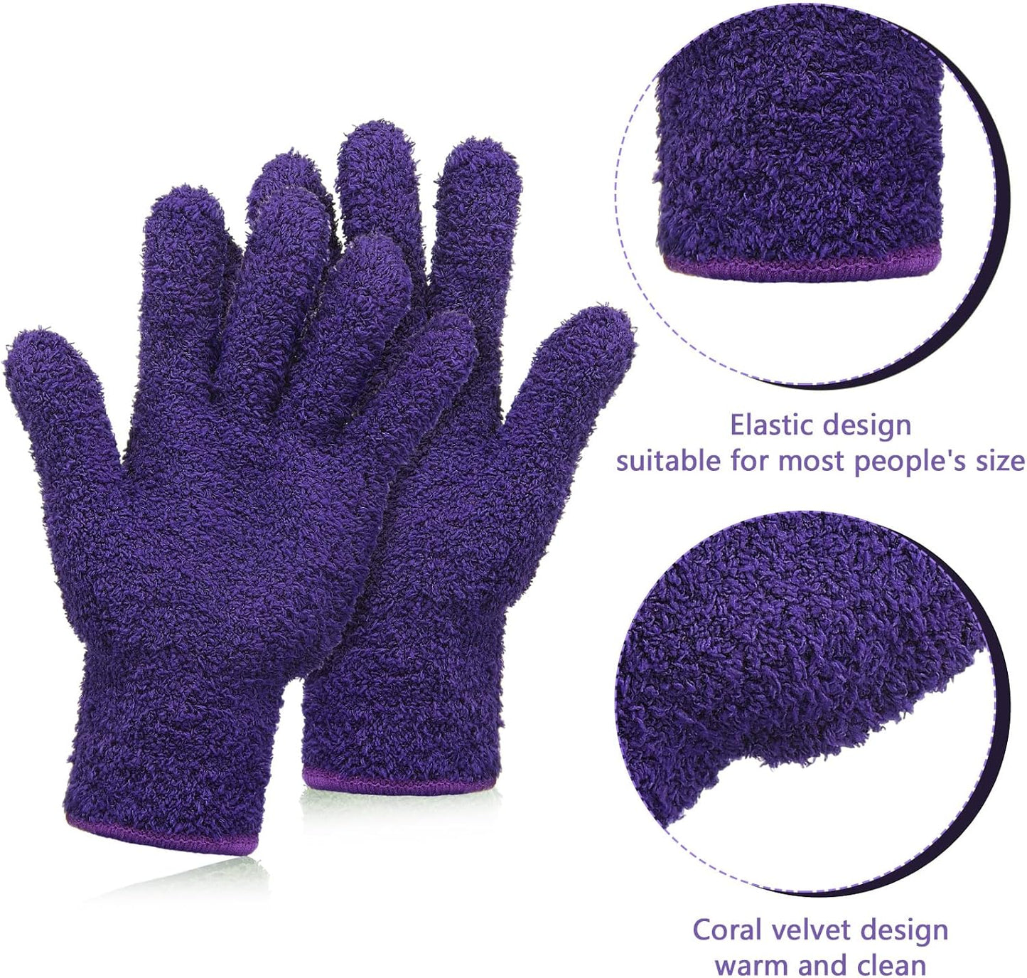 Patelai 2 Pairs Microfiber Gloves for plants Dusting Cleaning Glove Mittens House Cars Blinds Dusting(Blue, Grass Green,Large)