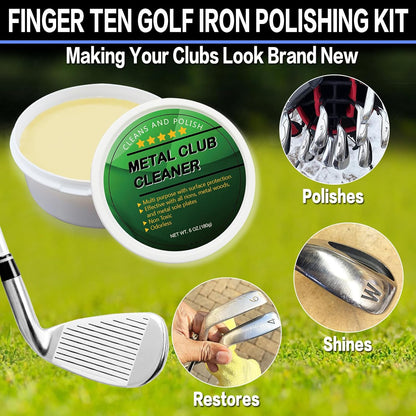 Golf Iron Polishing Kit Club Cleaner Polish Cleaning Solution Golf Club Care Set Golf Brush Cleaner Sponge Value Pack