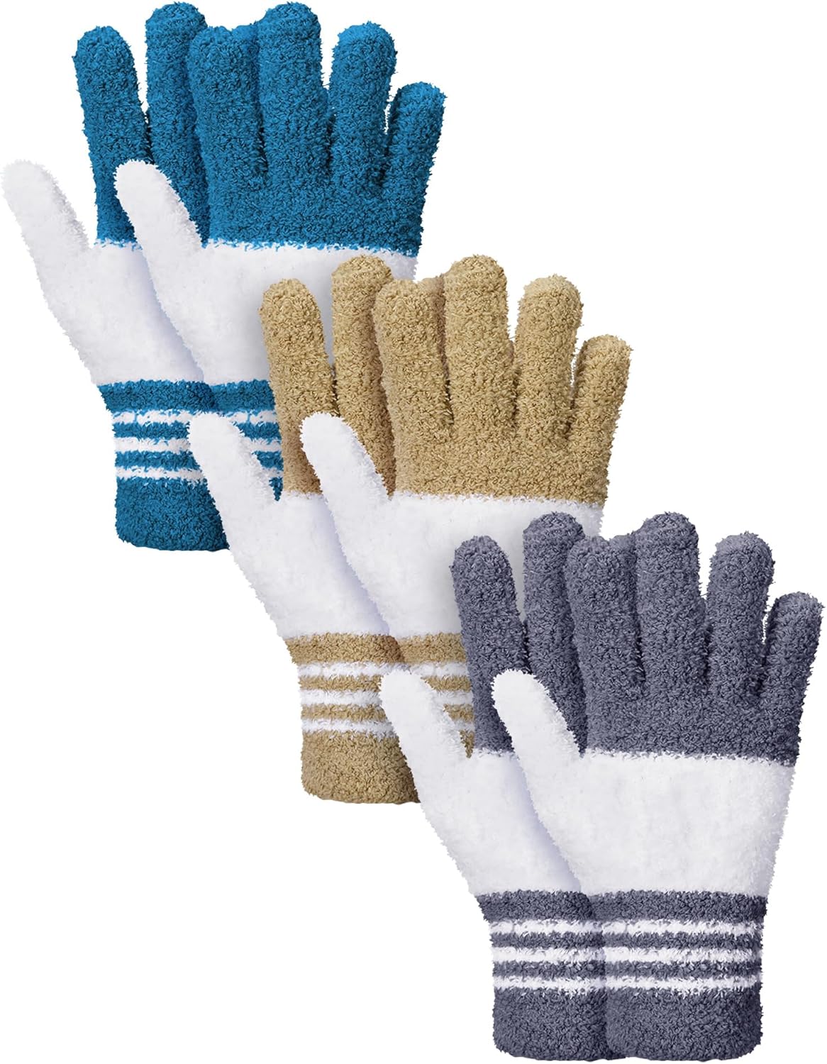 Patelai 3 Pairs Microfiber Plant Dusting Gloves Leaf Cleaning Gloves for Indoor Plants, Blinds, Furniture, House (Green Yellow,Blue,Pink,Medium)