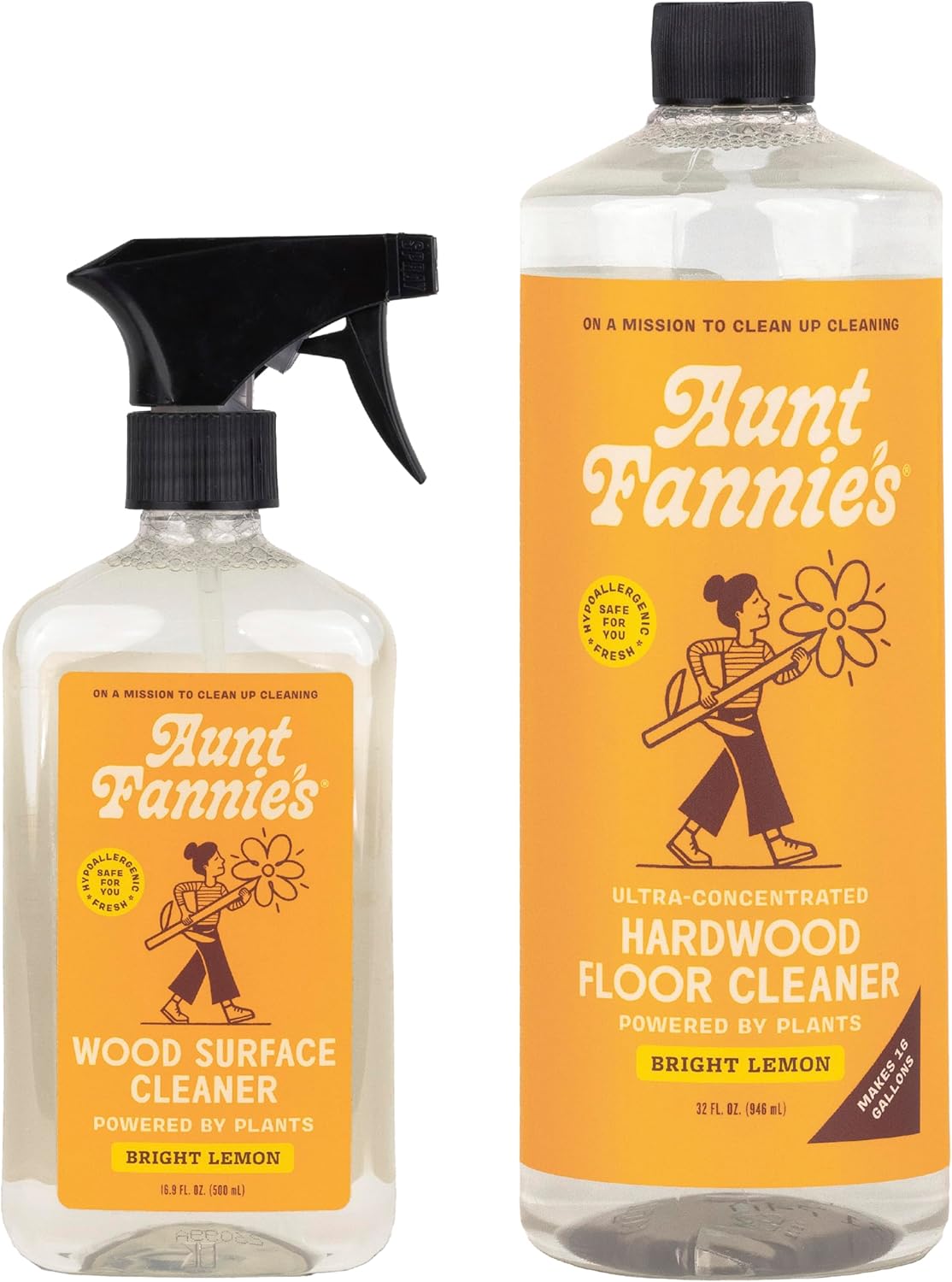 Aunt Fannie's Ultra Concentrated Hardwood Floor Cleaner, Vinegar-Free Plant Based Hardwood Floor Cleaner for Mopping, Bright Lemon Scent, 32 oz. (Pack of 1)