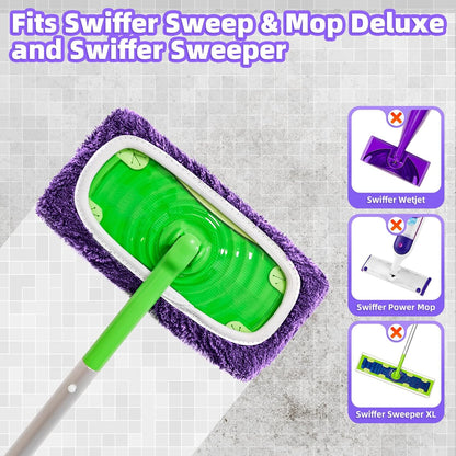 Reusable Mop Pads Compatible with Swiffer Sweeper Mop, Microfiber Dry Sweeping Cloths & Machine Washable Wet Pads Refill for Use on All Sealed Floors - Stone, Hardwood, Laminate & Tile (6 Blue)