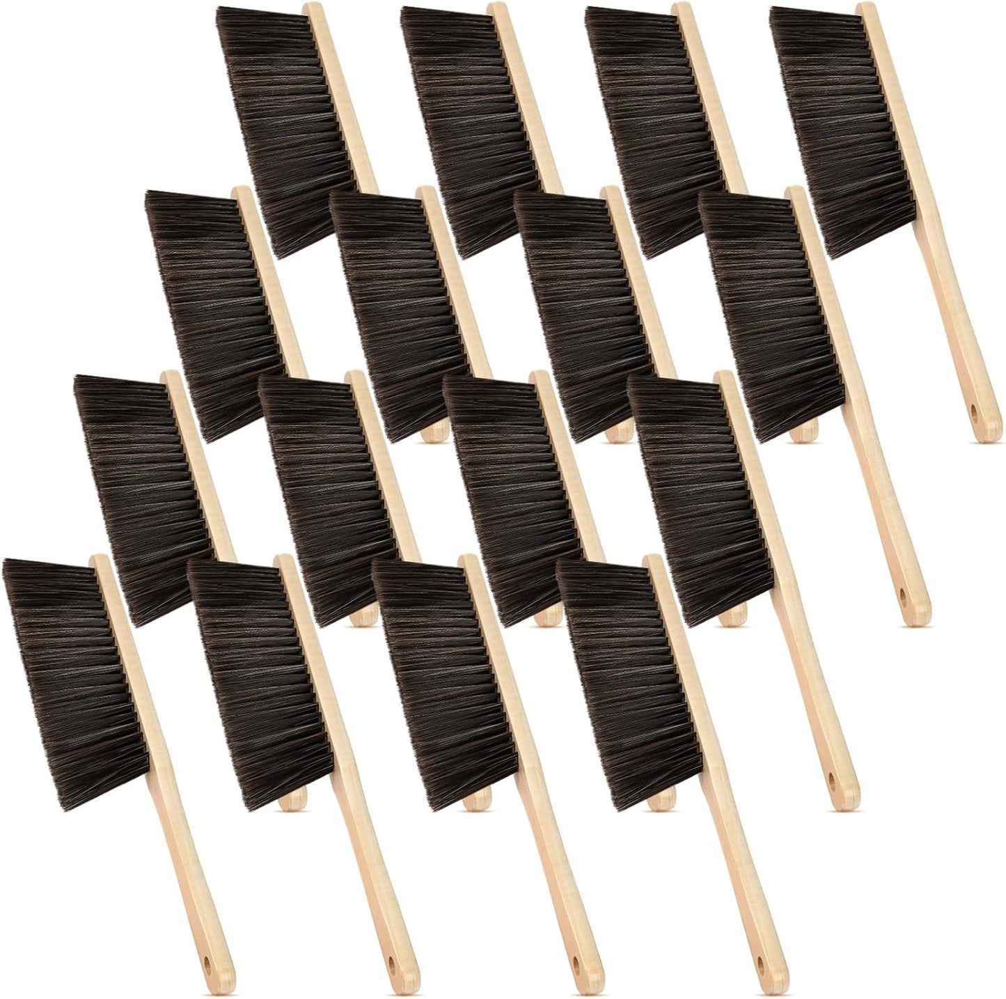 Tioncy 8 Pieces Wooden Dust Brush Bulk Hand Broom Bench Soft Bristle Cleaning Outdoor Furniture Brushes with Long Wood Handle for Cleaning Car Bed Sofa Fireplace Couch Clothes