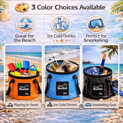 3 Pcs Collapsible Bucket Foldable Bucket with Handle, Cleaning Tools for Camping Fishing Hiking to Hold Water with Carry Bag Multiple Use Portable Lightweight (12L,Blue)