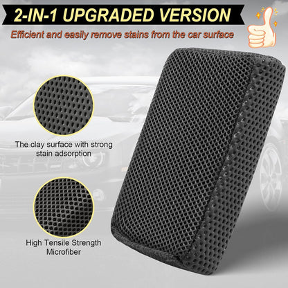 Car Wash Sponge,Dual Sided Car Clay Scrubber for Fast and Effective Removal of Paint,Light Overspray So On,Scrubbing and Clay Work,2-Pack
