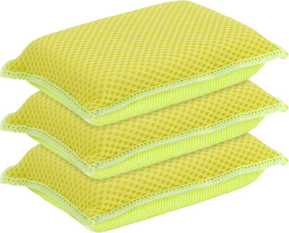 Superio Miracle Microfiber Sponges for Kitchen 3-Pack Red Yellow Blue, Kosher Non-Scratch Sponge Scrubber Heavy Duty Multi-Purpose Cleaning of Dishes, Pots, Pans and Counter tops, Machine Washable
