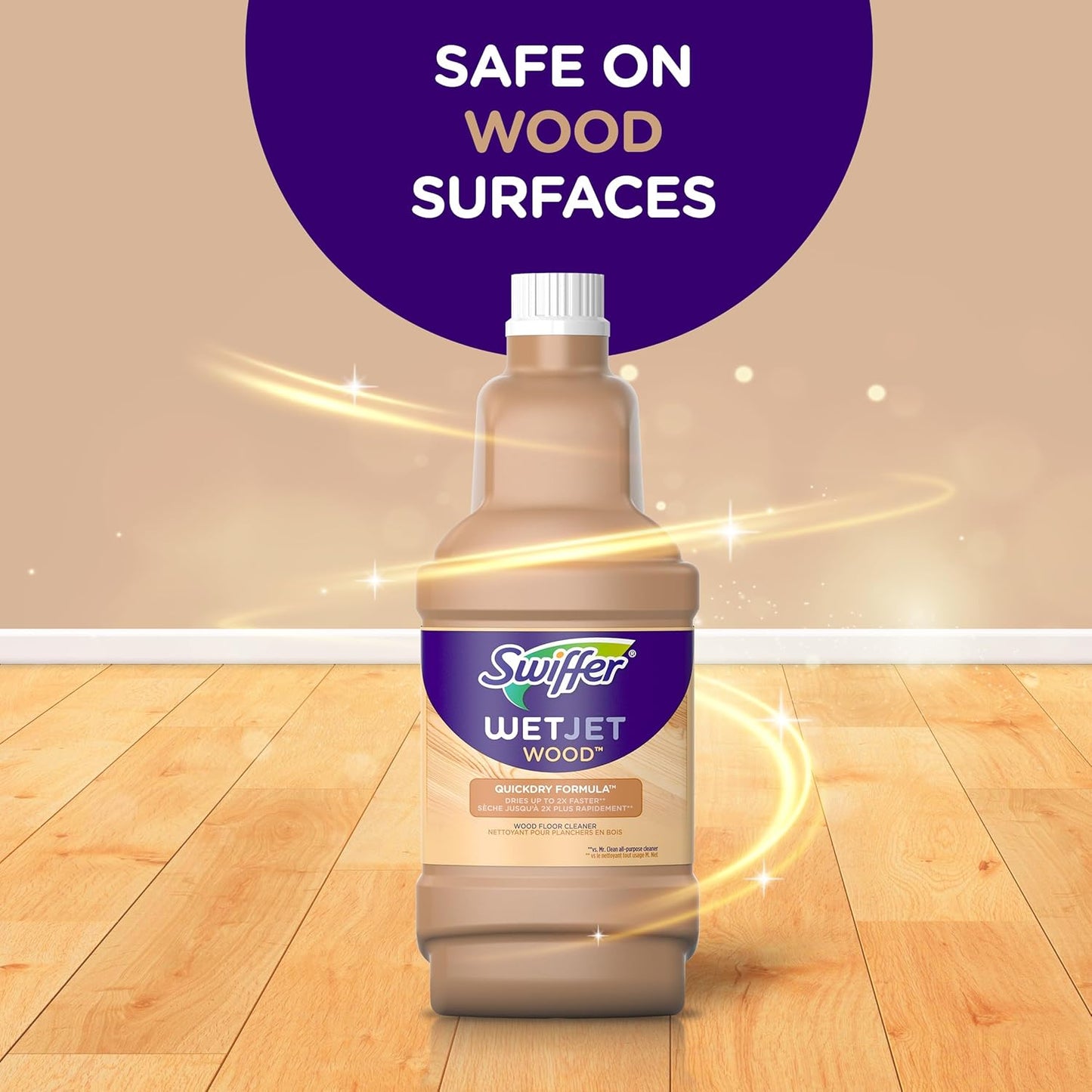 Swiffer WetJet Multi-purpose Hardwood Floor Cleaner Solution Refill, 1.25L (Packaging May Vary)