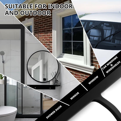 Shower Squeegee for Shower Glass, Bathroom Glass Cleaning Tool with Hook Mount, Squeegee for Glass Doors, Window Cleaning, Tile Shower Walls (White)