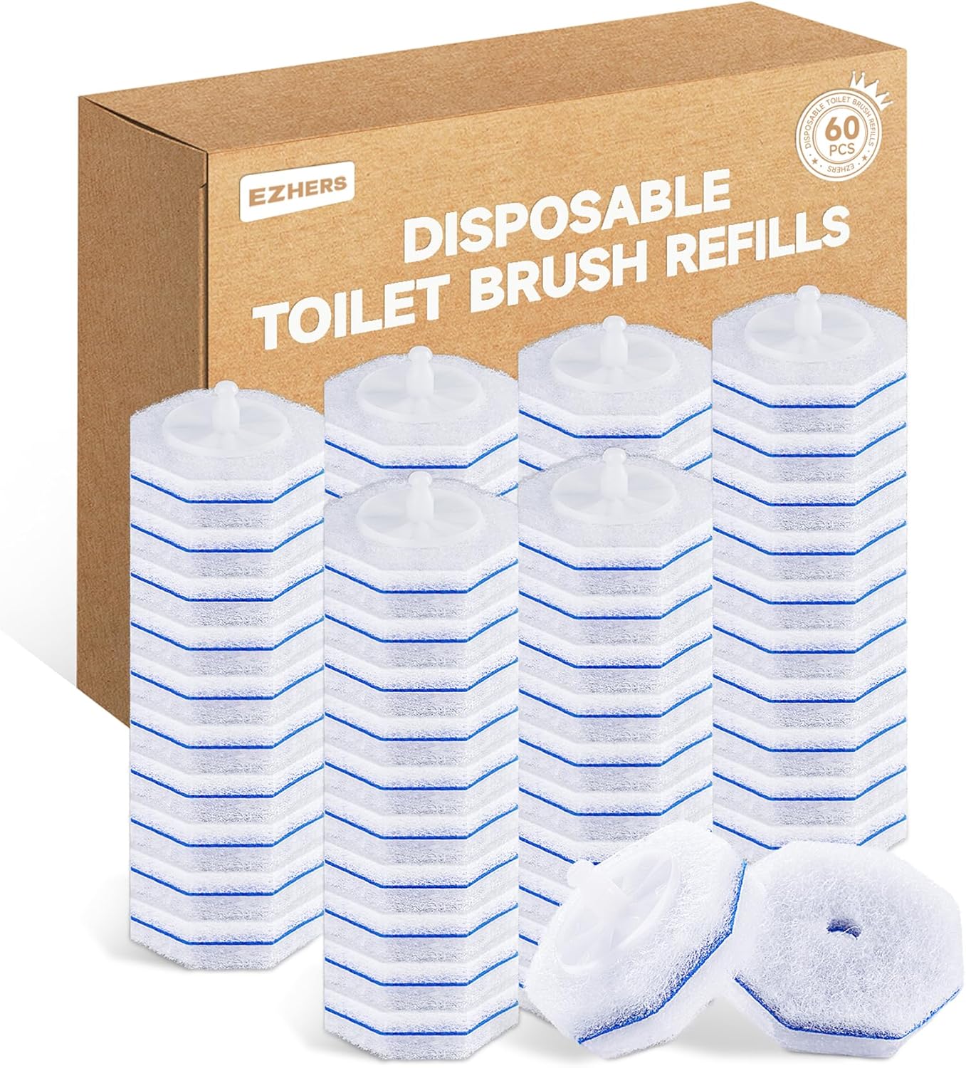 20 Count Toilet Wand Refills for Clorox, 5X Cleaning Power Toilet Bowl Wand Refills & High-Density Disposable Toilet Brush Scrubber - No Falling Apart, Instant Foam for Bathroom Cleaning