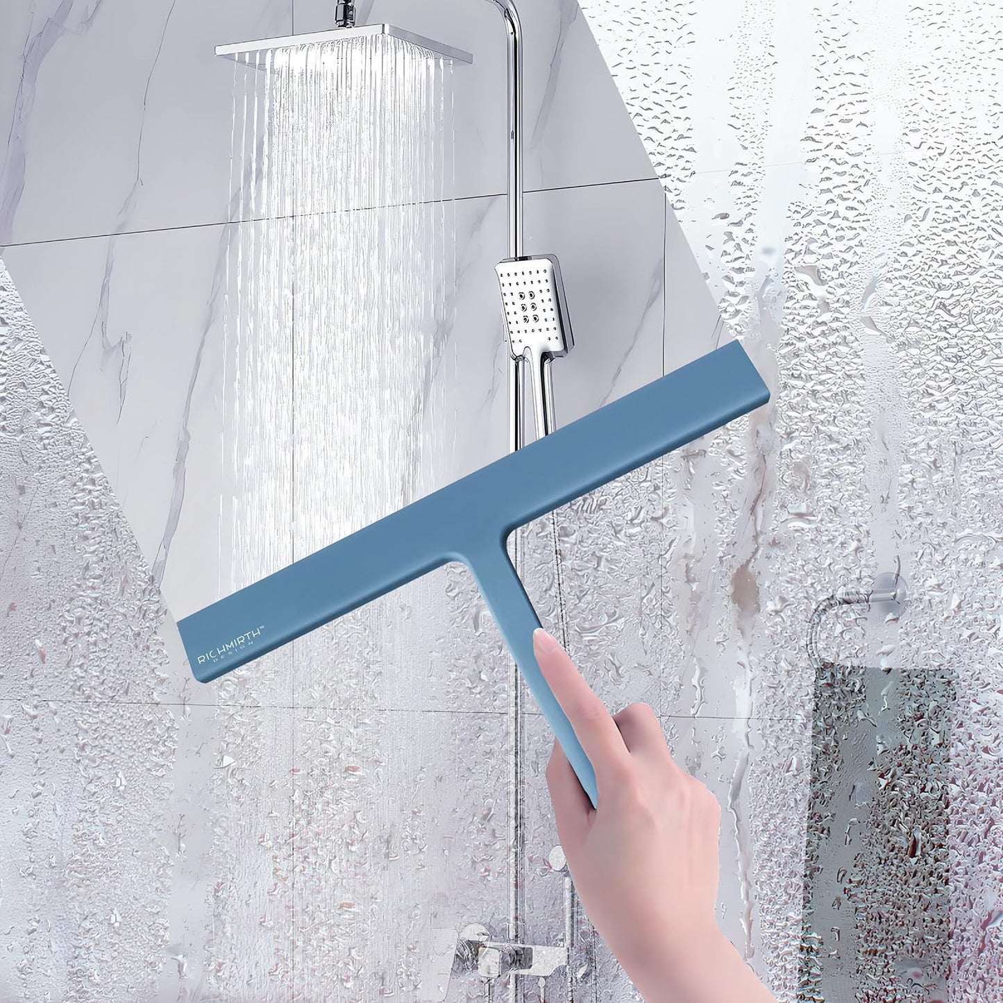 Shower Squeegee for Glass Doors, RICHMIRTH 11" Inch Width Silicone Rubber Blade Squeegee Window Cleaner Tool Squeegee for Shower Glass Doors Bathroom