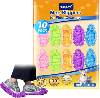 6 Mop Slippers for Floor Cleaning Mop Socks for Women Washable Mopping Socks Feet Foot Slippers Dust Mopping Shoes Microfiber Moppers Slippers for Women Men House Cleaning (3 Pairs)