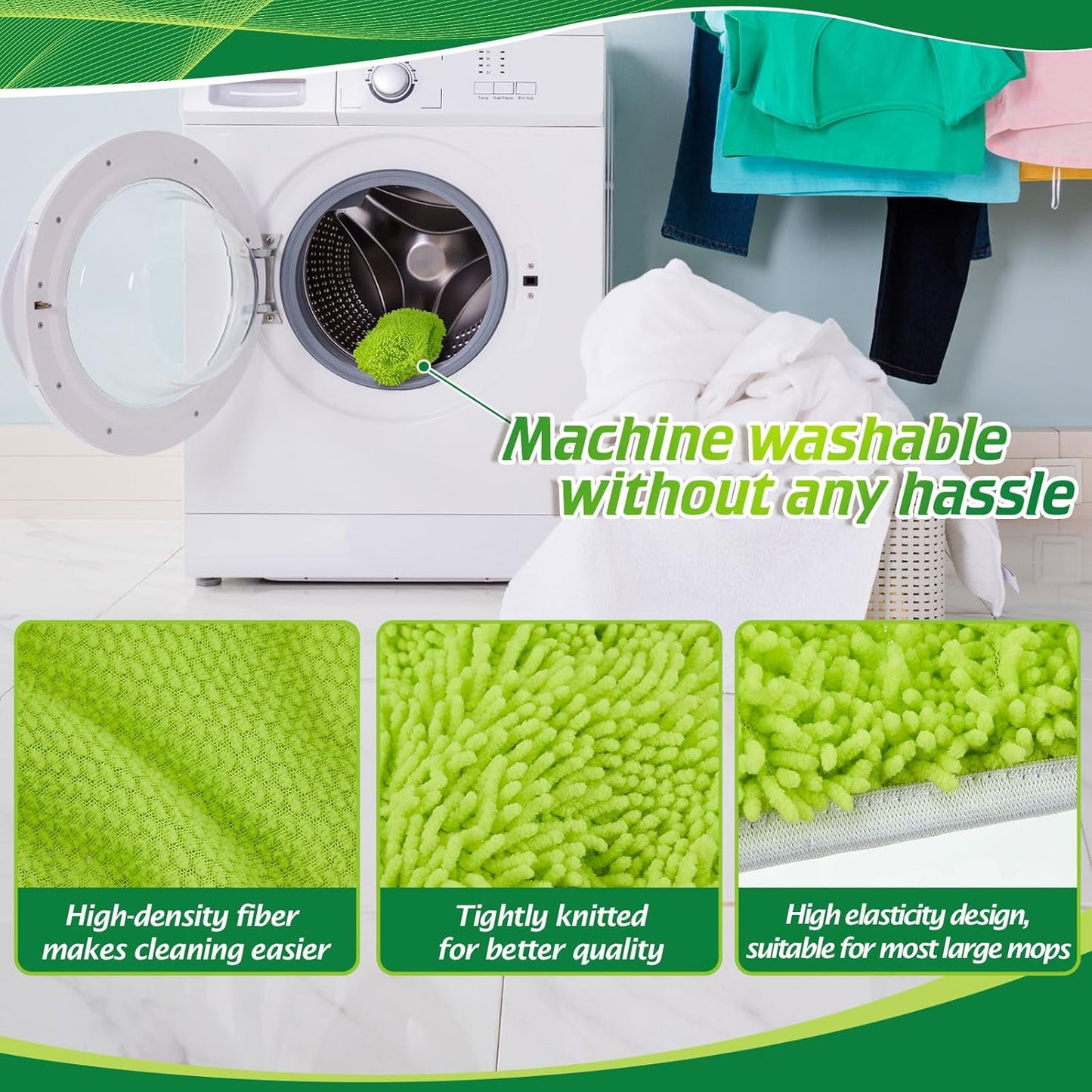 Toulite 2 Pcs Reusable Mop Refill Pads Replacement Compatible with Most XL Sweeper 17" x 5" Microfiber Mops Head Floor Cleaning Supplies (Handle is Not Included)