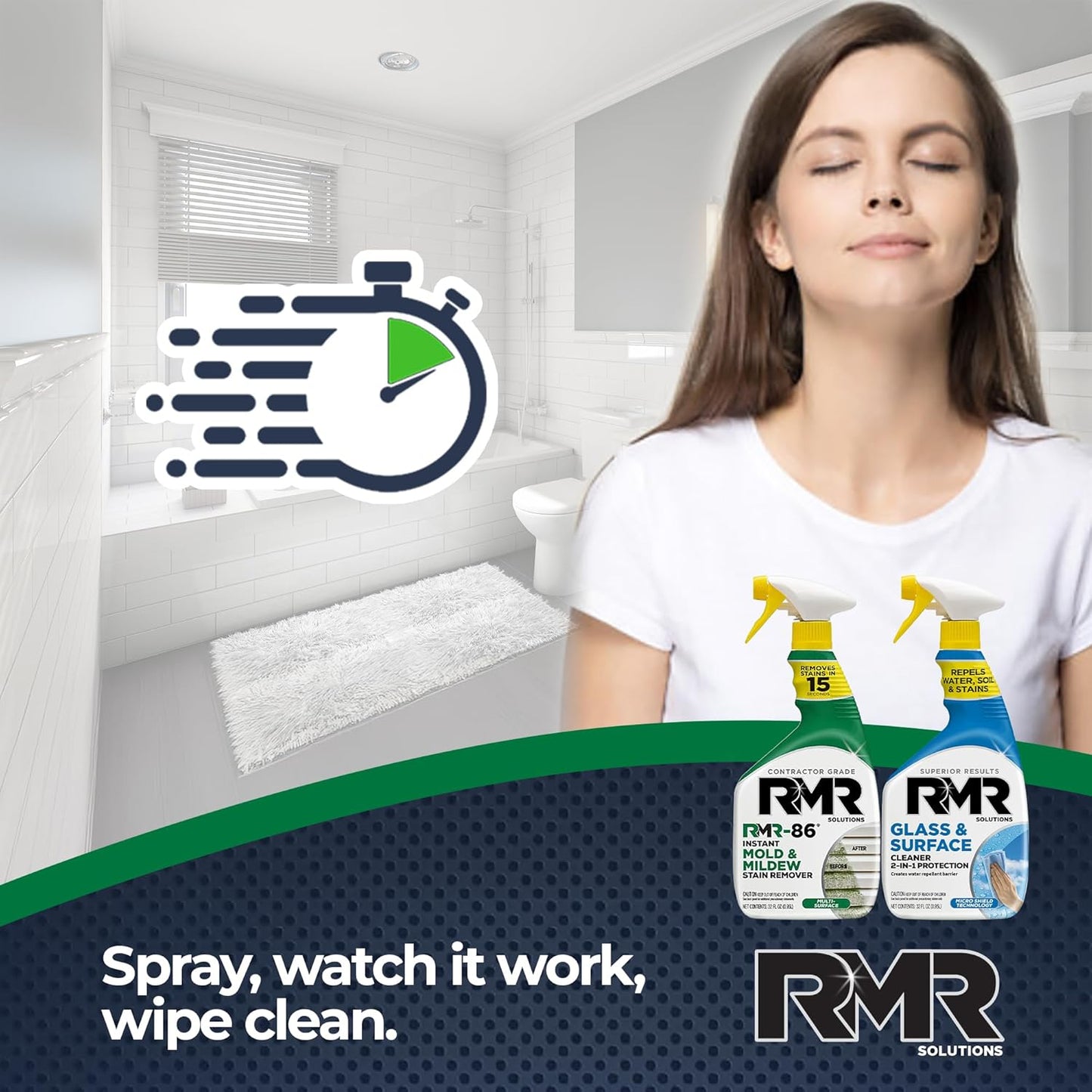 RMR Surface Renewal System – Instant Stain Remover + Glass & Surface Cleaner/Protectant, Indoor/Outdoor Cleaning Kit for Mirror, Screen, Furniture, Siding, & Deck, 2–32 Oz Bottles