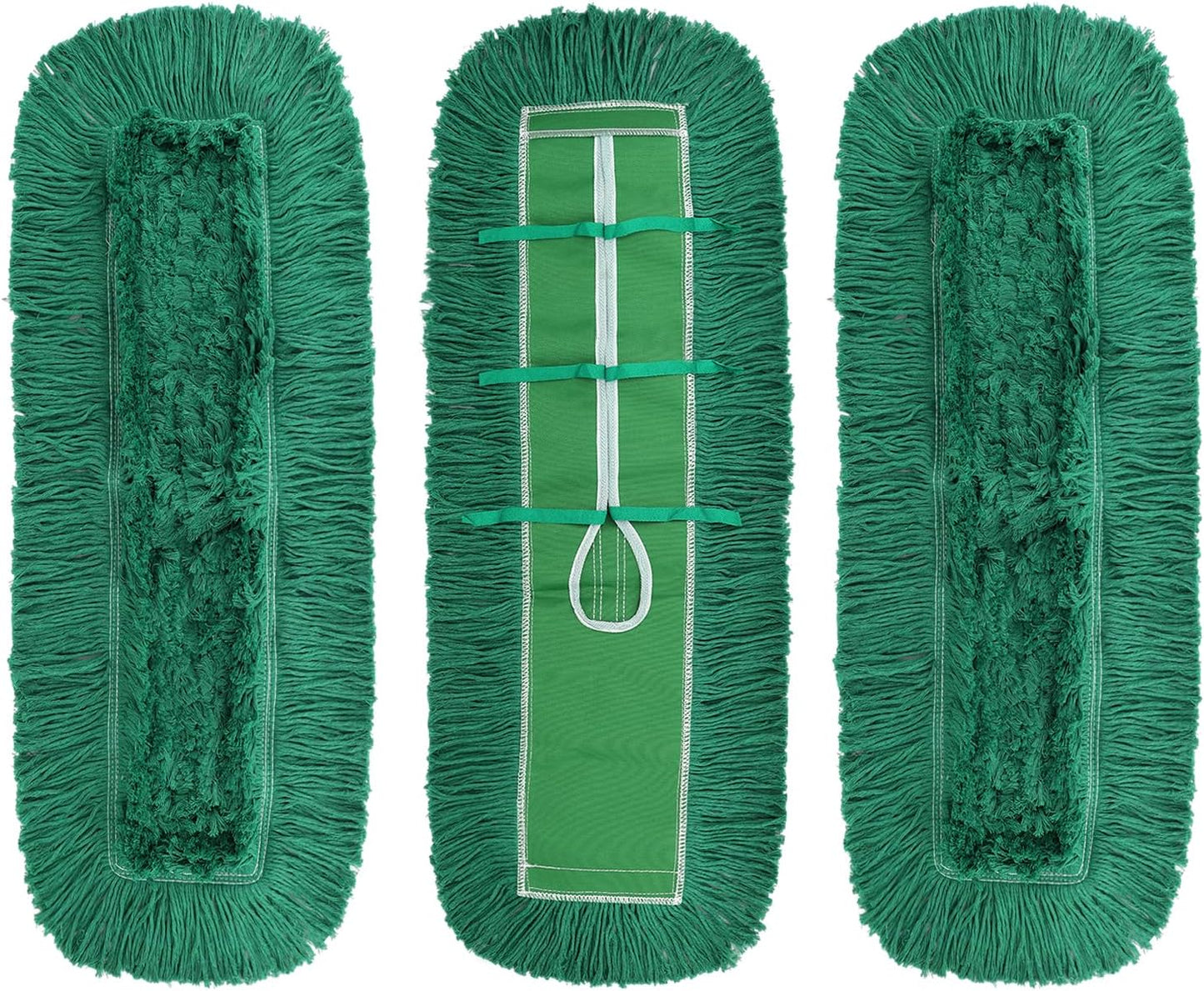 36 Inch Dust Mop Head: Replacement Medium Washable Commercial Mop Head Sweeper and Janitorial Replacement Green (Green - 36 Inch, 3 Pack)