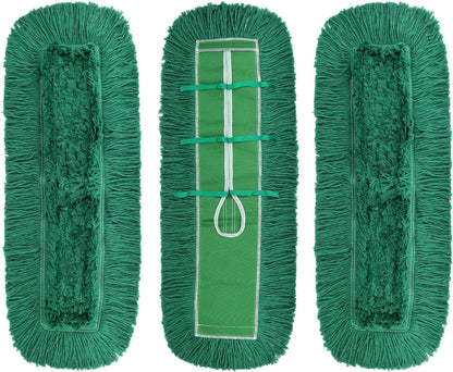 36 Inch Dust Mop Head: Replacement Medium Washable Commercial Mop Head Sweeper and Janitorial Replacement Green (Green - 36 Inch, 3 Pack)