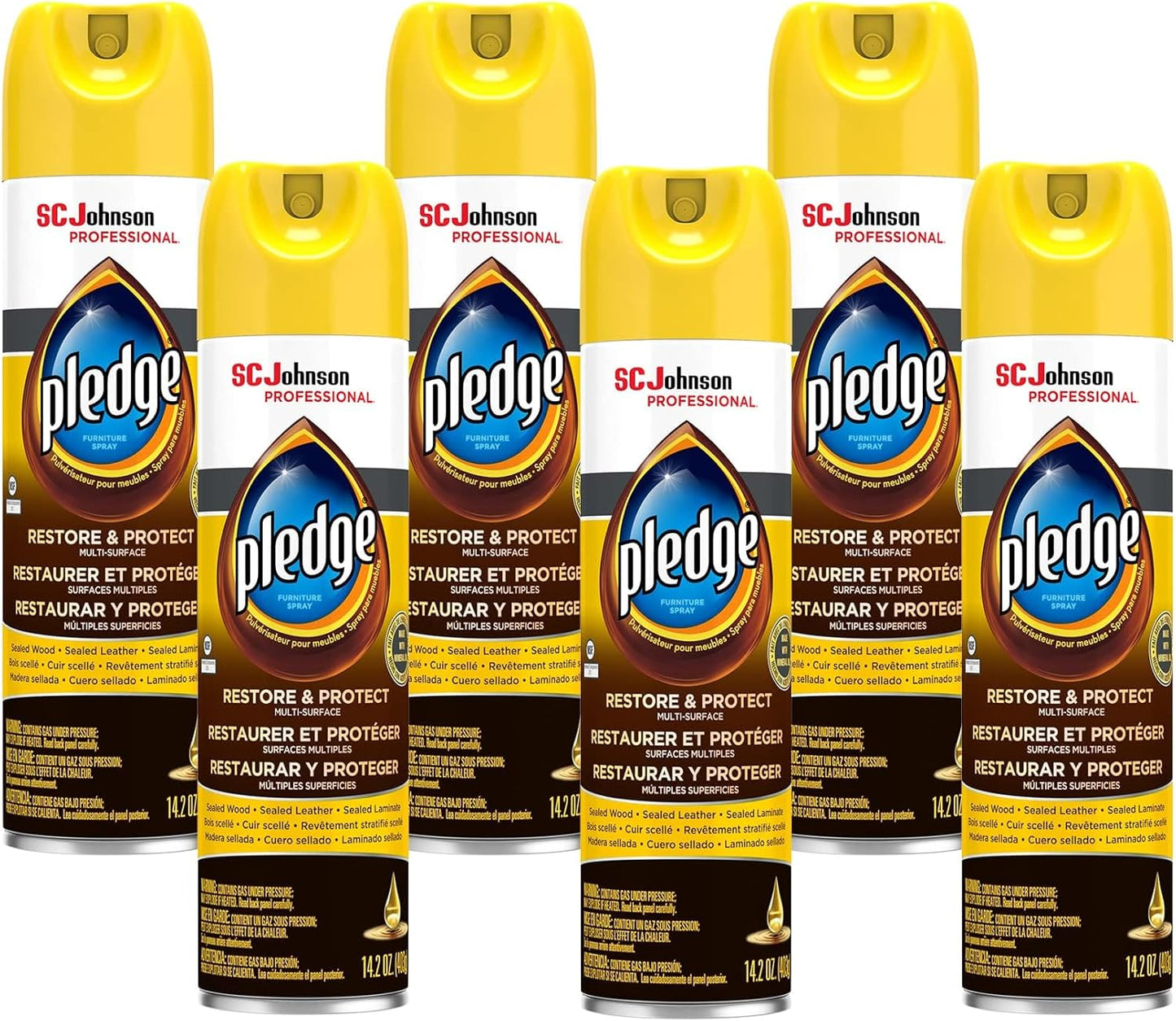 SC Johnson Professional, Pledge Revive It, Moisturizes and Revitalizes Surfaces, Aerosol, 14.2 Oz (Pack Of 6)