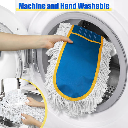 24 Inch Commercial Dust Mop,Heavy Duty Dry Wet Dust Mops Broom for Hardwood Floor, Laminate, Tile, Concrete Cleaning | 60 Extendable Handle & 2 Cotton Mop Heads | Home, Garage, Warehouse Use