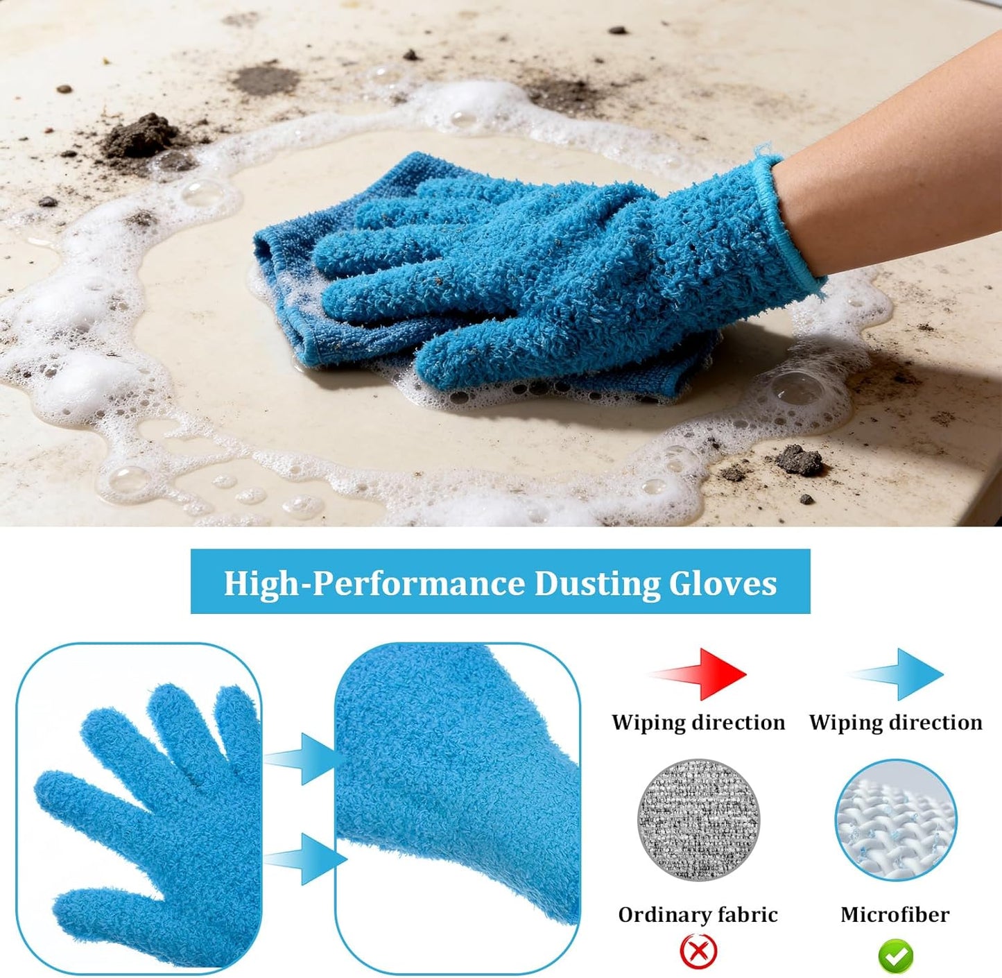 Abeillo Microfiber Gloves for Plants Dusting Cleaning, Reusable Washable Cleaning Gloves Mittens House Cars Blinds Dusting