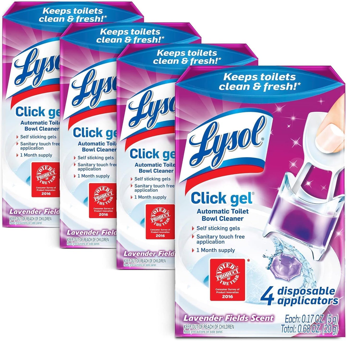 Lysol Automatic Toilet Bowl Cleaner, Lavender, (Pack of 4, 24 Count Total)