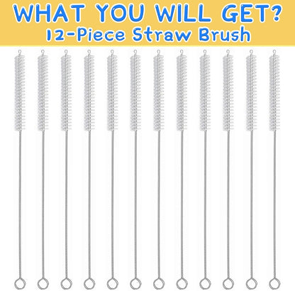 LEDUO Straw Cleaner Brush for Stanley - 12 PCS | Reusable Drinking Straw Brushes - Extra Long 12 inch, Extra Wide 12mm Diam Pipe Tube Cleaning Brush for 40 oz 30 oz 20 oz 64 oz Stanley Tumbler Mug