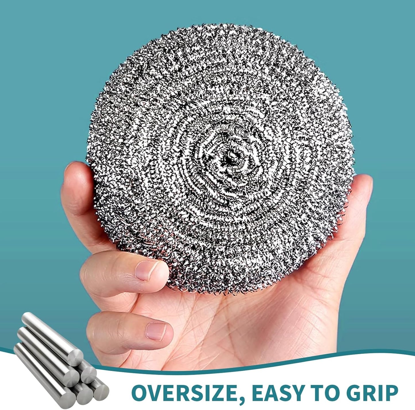 12Pcs Steel Wool Scrubber Pads for Cleaning Dishes, Pans, Pots, Ovens, Grills, Sinks - Stainless Steel Scrubbers for Kitchen, 12 Pack