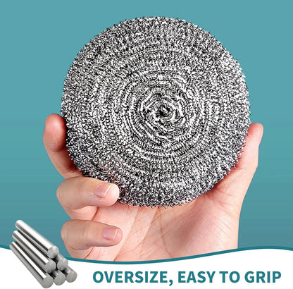12Pcs Steel Wool Scrubber Pads for Cleaning Dishes, Pans, Pots, Ovens, Grills, Sinks - Stainless Steel Scrubbers for Kitchen, 12 Pack
