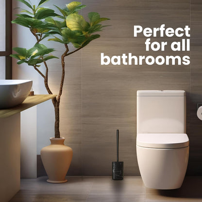 Vigar Zense Toilet Brush and Holder Set, Toilet Bowl Brush with Polyresin Stone Holder, Bathroom Sets for Bathroom Decor and Accessories, Terrazzo