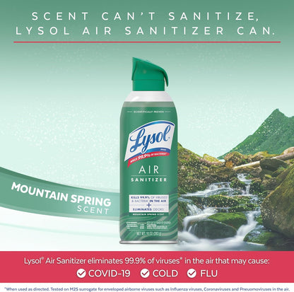 Lysol Air Sanitizer Spray with Bacterial Odor Eliminator for Home & Office, Sanitizing Air Spray, Air Freshener Alternative, Light Breeze Scent, 10 oz (Pack of 3)