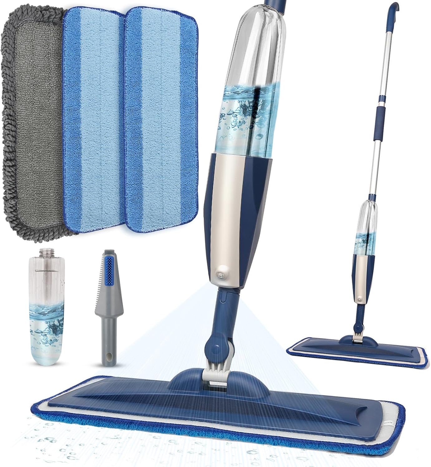Mops for Floor Cleaning Wet Spray Mop with 14 oz Refillable Bottle and 2 Washable Microfiber Pads Home or Commercial Use Dry Wet Flat Mop for Hardwood Laminate Wood Ceramic