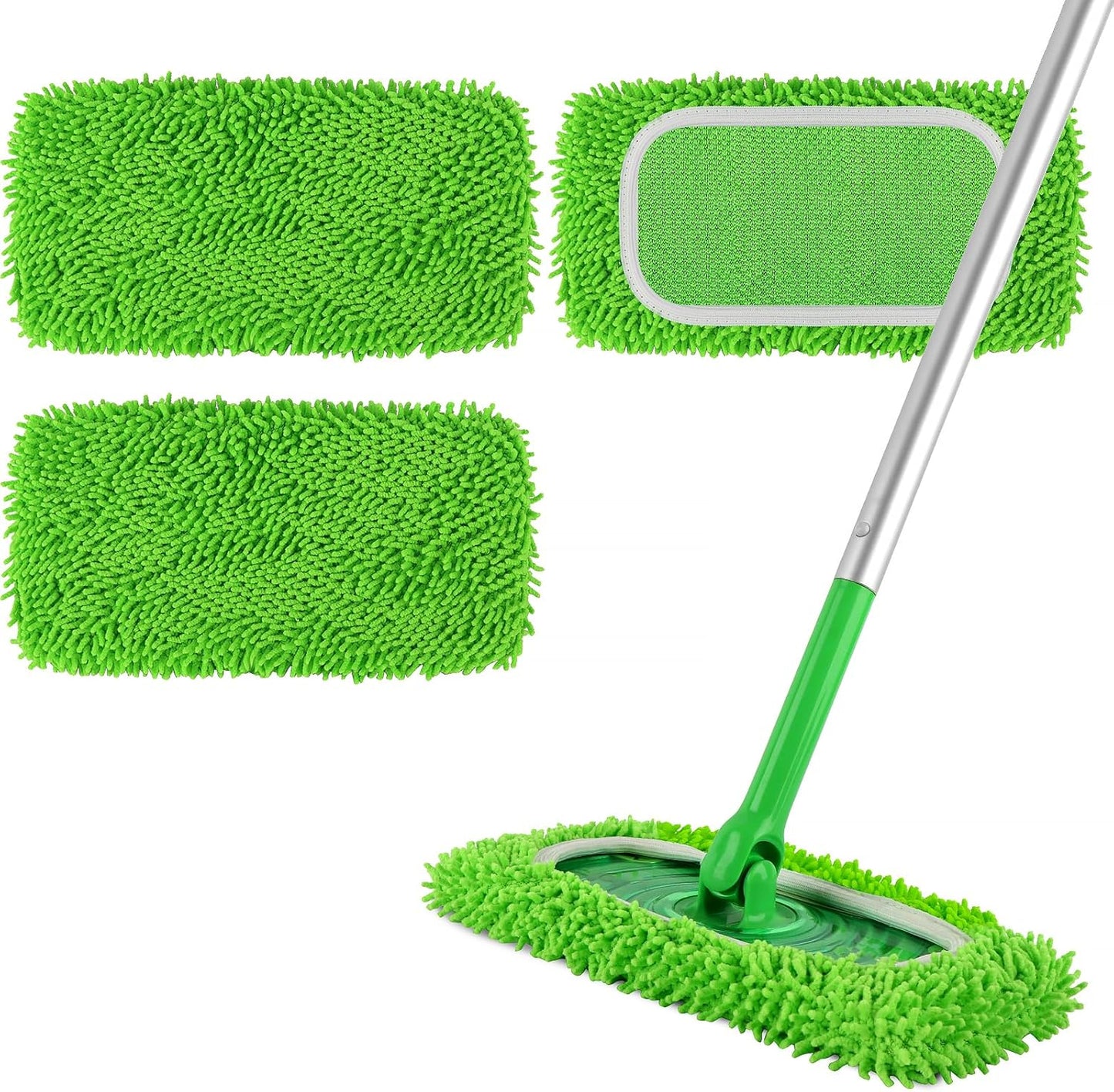 6Pcs Reusable Microfiber Mop Pads Compatible with Swiffer Sweeper, Wet and Dry Flat mop Cover, Replacement Sweeping Mopping pad Refills for Surface/Hardwood Floor Cleaning