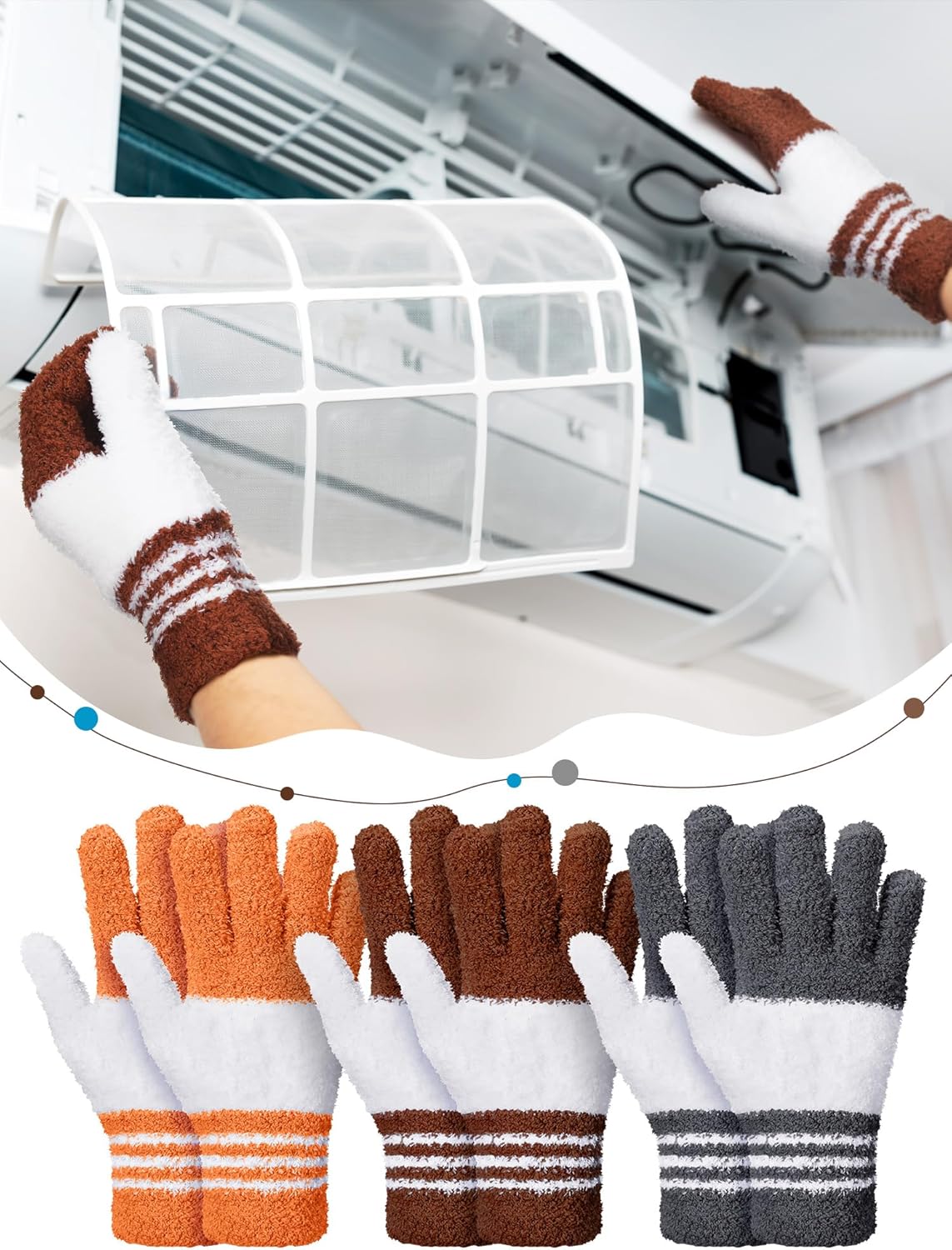 Patelai 3 Pairs Microfiber Plant Dusting Gloves Leaf Cleaning Gloves for Indoor Plants, Blinds, Furniture, House (Green Yellow,Blue,Pink,Medium)
