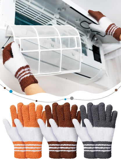 Patelai 3 Pairs Microfiber Plant Dusting Gloves Leaf Cleaning Gloves for Indoor Plants, Blinds, Furniture, House (Green Yellow,Blue,Pink,Medium)