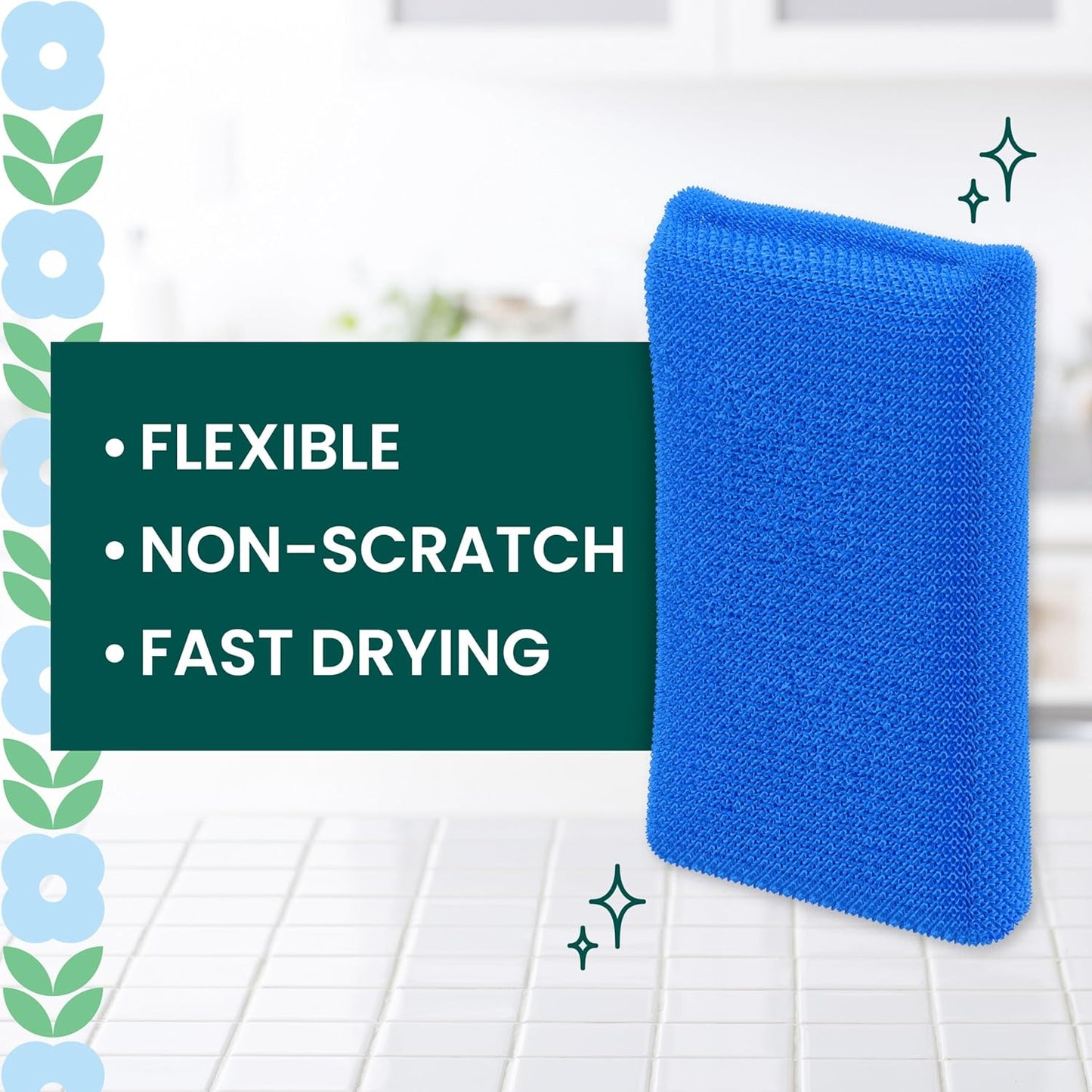 Scotch-Brite Dobie Non-Scratch All-Purpose Scrub Pads, 12 Total Pads (6 Packs of 2), Reusable Scouring Sponges for Kitchen & Bathroom, Safe on Non-Stick Cookware, Yellow