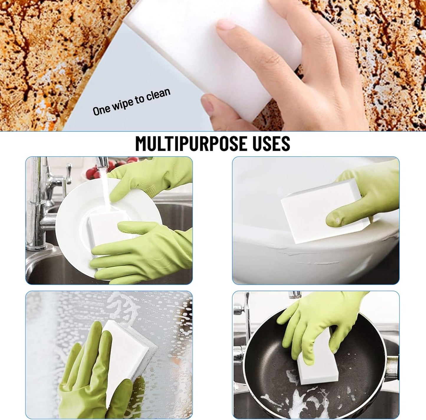S.M. Arnold Advanced Magic Eraser Melamine Foam Cleaning Sponges, 4-Pack - Premium Durable Multi-Surface Scuff Eliminator, Ideal for Home/Office | Easy-to-Use, Chemical-Free, Long-Lasting Cleaning Aid