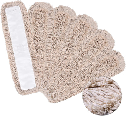 Matthew Cleaning 24'' Industrial Strength Cotton Dust Mop Refill Washable Replacement Heads for Residential & Commercial Use Fit Standard Dust Mop Frames, Hardwood, Laminate, Concrete Floors 3 Pack