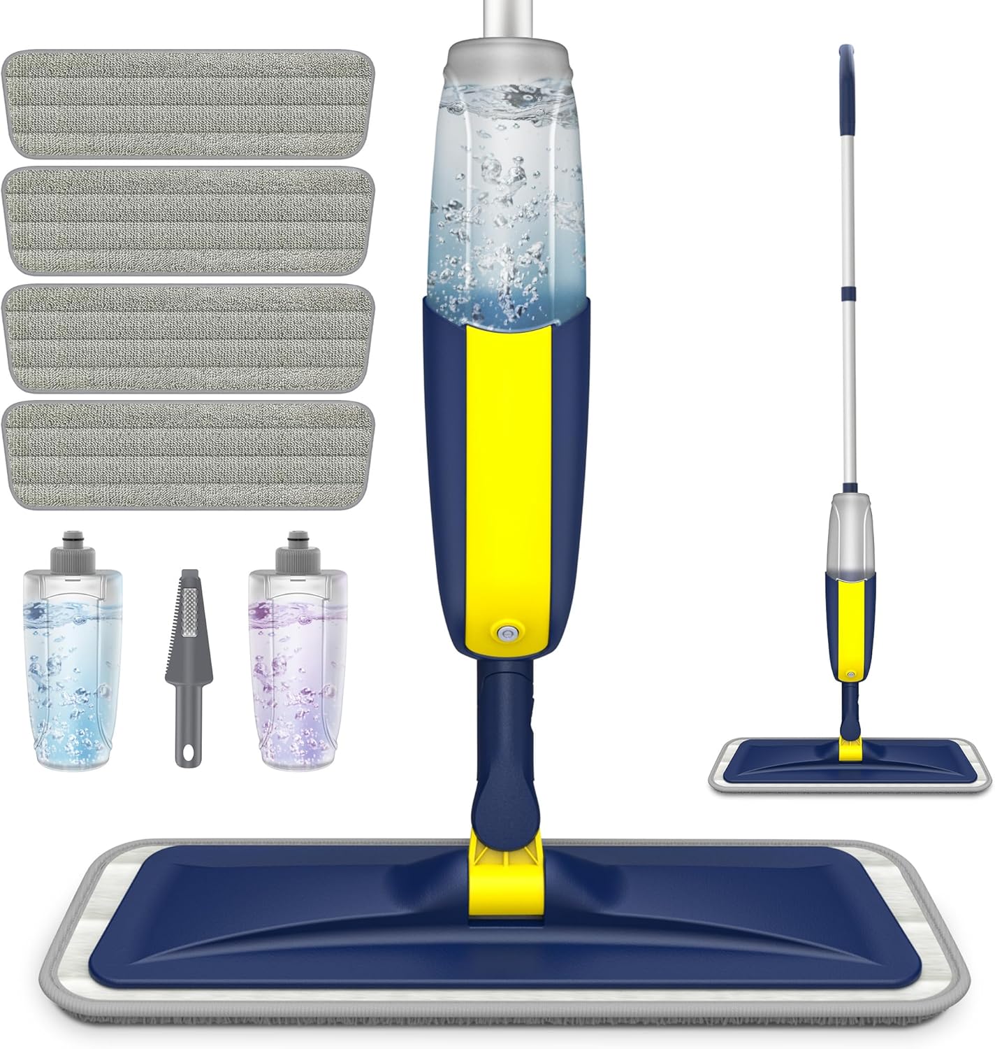 HOMTOYOU Spray Mop for Floor Cleaning: Wet Mop with 4 Washable Microfiber Pads and 2 Refillable Bottles for Hardwood Laminate Wood Vinyl Ceramic Tiles Home Kitchen