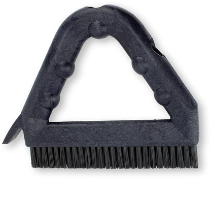 SPARTA Plastic Commercial Grout Brush, Triangle-Shaped Scrub Brush with Scraper and Two Threaded Holes for Attaching Handle (Sold Separately), 9 x 7 x 7 Inches, Gray