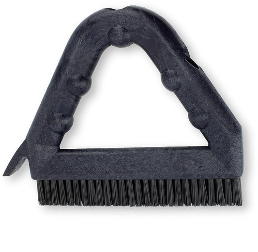 SPARTA Plastic Commercial Grout Brush, Triangle-Shaped Scrub Brush with Scraper and Two Threaded Holes for Attaching Handle (Sold Separately), 9 x 7 x 7 Inches, Gray
