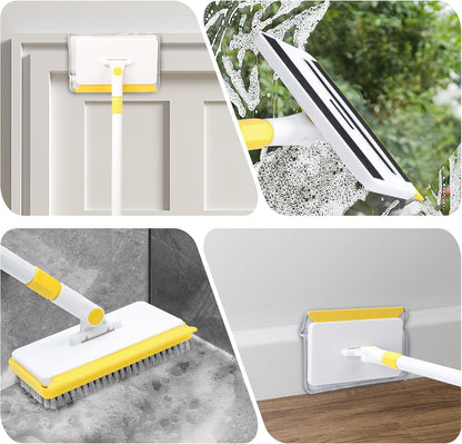 Baseboard Cleaner Tool with Long Handle,Wall Cleaner Mop with Extendable Handle 1 Stiff Bristles mop Head and 4 Reusable Cleaning Pads，Duster for Cleaning Tile Ceiling Window Skirting Board (Blue)